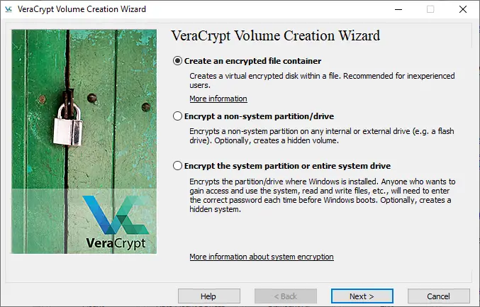 VeraCrypt volume creation wizard